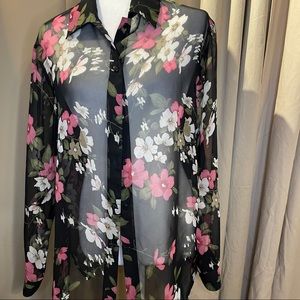 Notations sheer floral top sz M